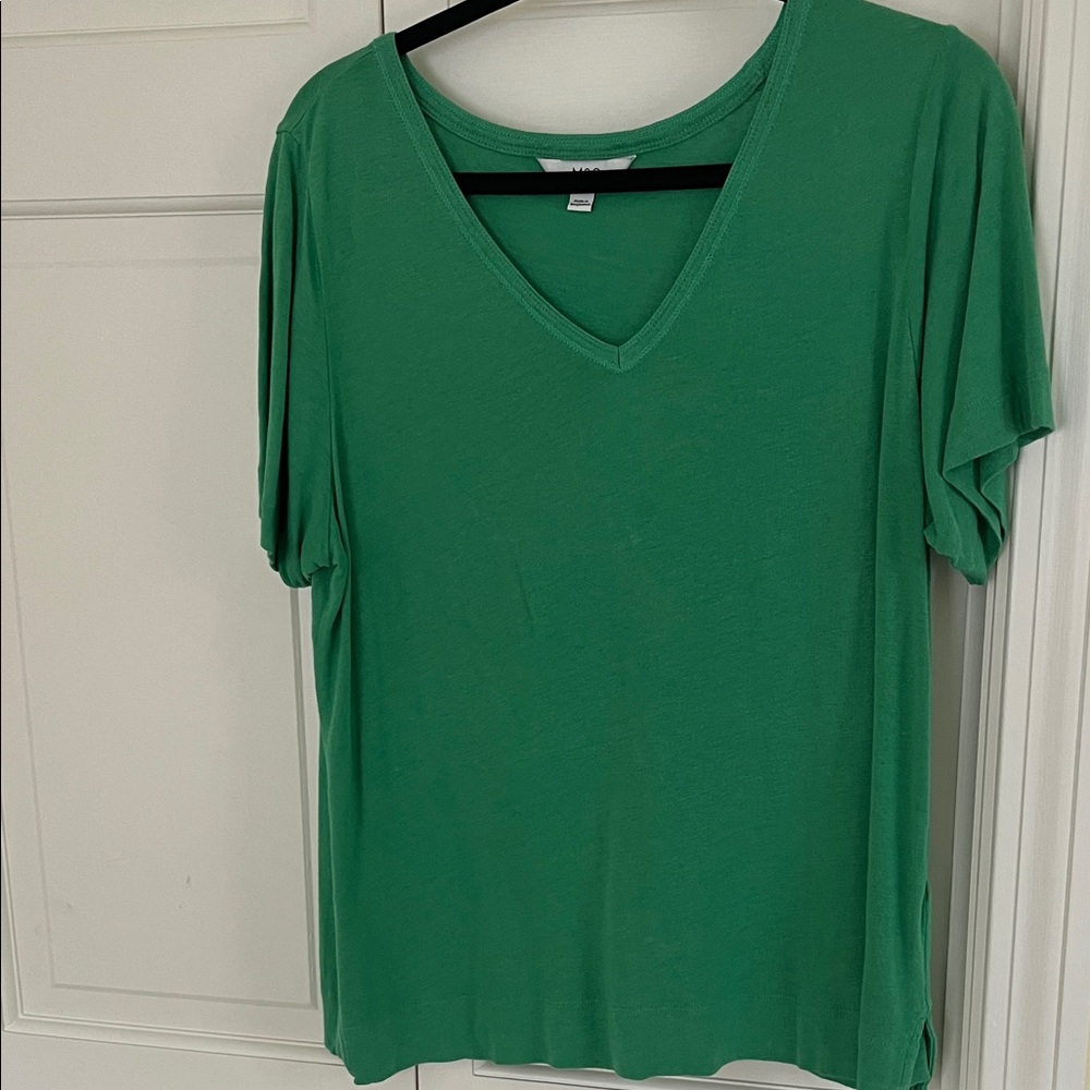 Marks & Spencer Emerald V-Neck Short Sleeve Tee